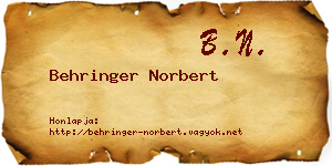 Behringer Norbert névjegykártya