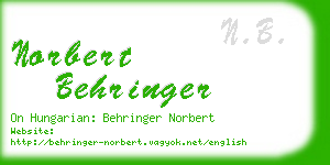 norbert behringer business card